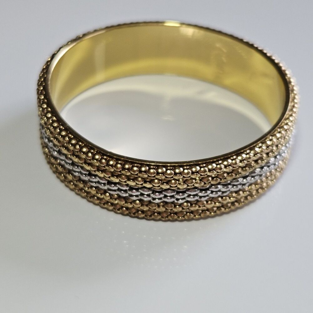 Amrita Singh Totec Gold Tone Silver Tone Bangle Bracelet 7.75"